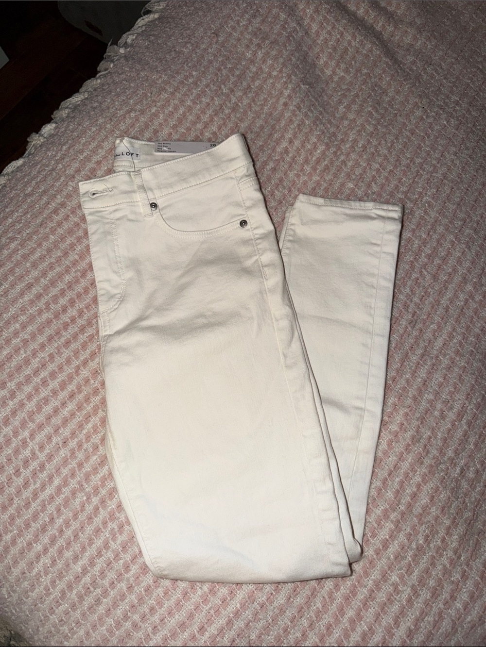 LOFT White The Skinny Mid Rise Jeans